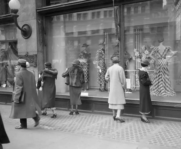 Framed Print : Women Look at Macy's Window Framed Print : Women Look at Macy's Window