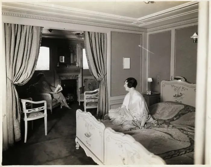 Framed Print : Women in Luxury Cabin of SS Statendam Framed Print : Women in Luxury Cabin of SS Statendam