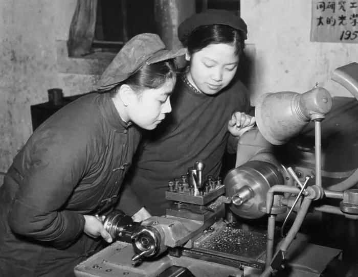 Framed Print : Women Machinists In Chinese Tool Plant Framed Print : Women Machinists In Chinese Tool Plant