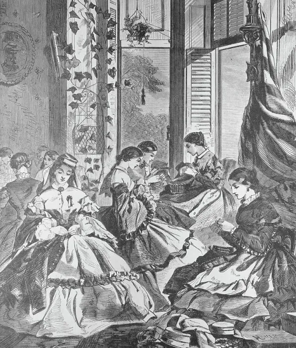 Framed Print : Women Making Havelocks Framed Print : Women Making Havelocks