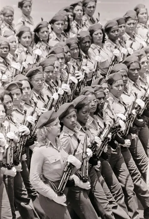 Framed Print : Women March with Weapons in May Day Parade