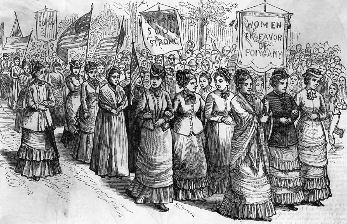 Framed Print : Women Marching In Favor Of Polygamy Illu Framed Print : Women Marching In Favor Of Polygamy Illu