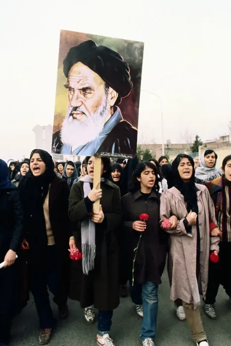 Framed Print : Women Marching with Picture of Ayatollah Khomeini Framed Print : Women Marching with Picture of Ayatollah Khomeini