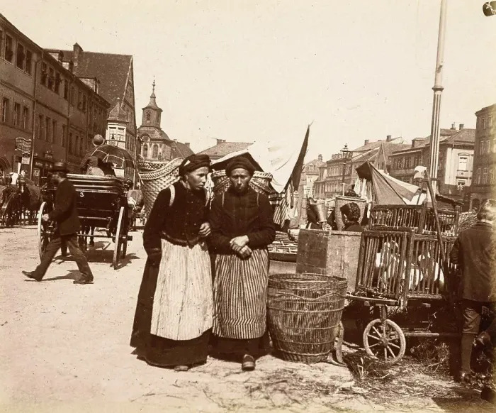 Framed Print : Two Women at a Market, Nuremberg, ca 1870, Bavaria, Germany, Historic, digitally restored reproduction from a 19th century original Framed Print : Two Women at a Market, Nuremberg, ca 1870, Bavaria, Germany, Historic, digitally restored reproduction from a 19th century original