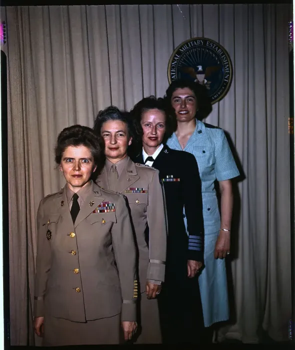 Framed Print : Women Military Officers Standing for Portrait Framed Print : Women Military Officers Standing for Portrait