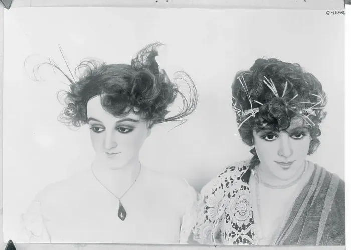 Framed Print : Two Women Modeling Different Hairstyles Framed Print : Two Women Modeling Different Hairstyles