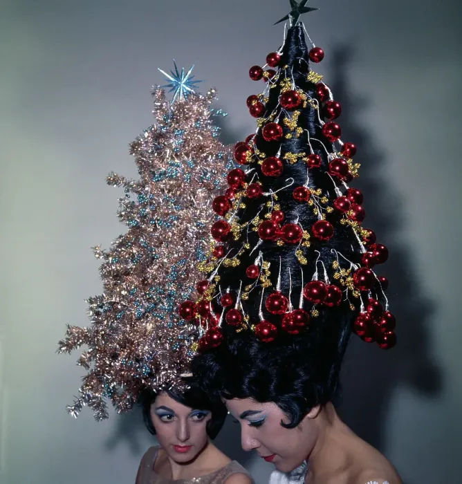 Framed Print : Women Modeling Festive Christmas Hairdos Framed Print : Women Modeling Festive Christmas Hairdos