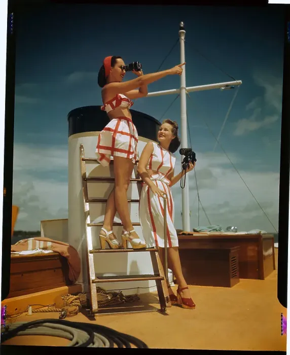 Framed Print : Women Modelling Dress and Bathing Suit Framed Print : Women Modelling Dress and Bathing Suit