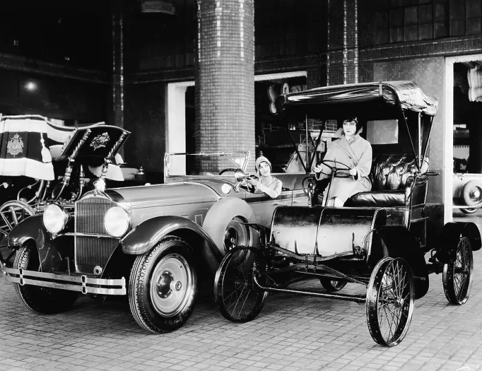 Framed Print : Women In New, Old Packard Cars