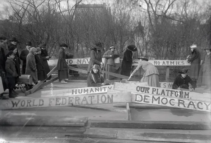 Framed Print : Women Peace Workers Build Platform in Washington Square Framed Print : Women Peace Workers Build Platform in Washington Square
