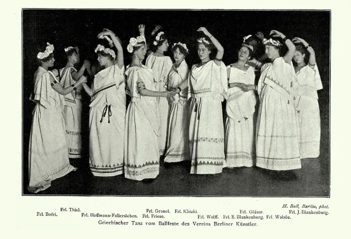Framed Print : Women performing a classical Greek dance from the ball festival of the Berlin artists association, Vintage photograph Framed Print : Women performing a classical Greek dance from the ball festival of the Berlin artists association, Vintage photograph
