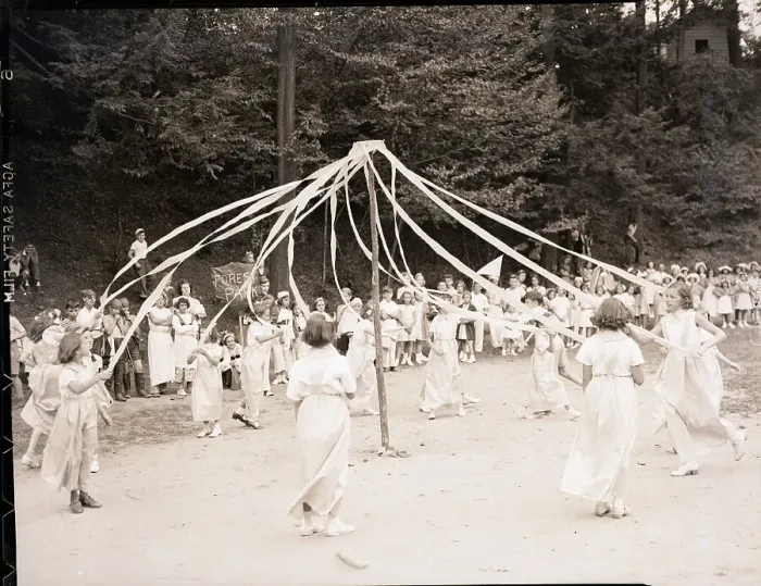 Framed Print : Women Performing the May Pole Dance Framed Print : Women Performing the May Pole Dance