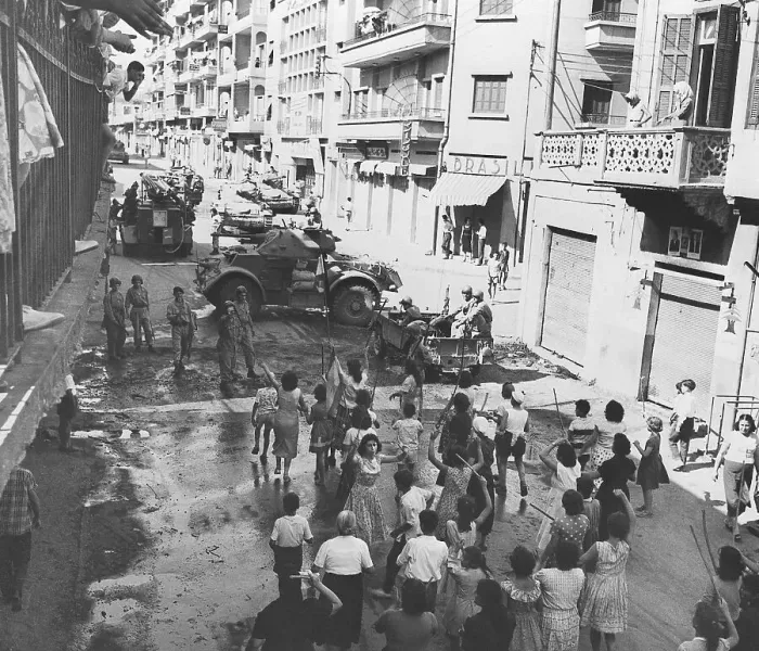 Framed Print : Women Phalangist Demonstrators in Street Framed Print : Women Phalangist Demonstrators in Street