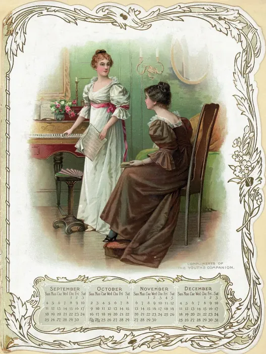 Framed Print : Women At Piano - 19Th C. Calendar Illus Framed Print : Women At Piano - 19Th C. Calendar Illus