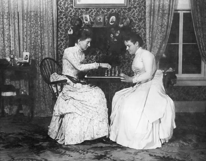 Framed Print : Two Women Playing Chess Framed Print : Two Women Playing Chess