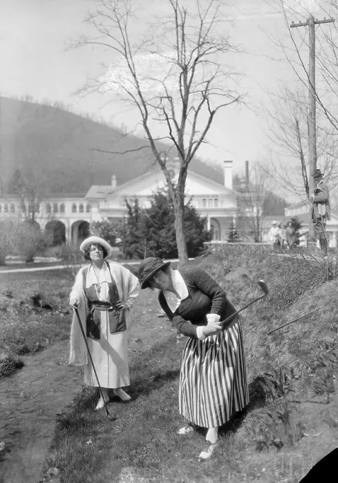 Framed Print : Two Women Playing Golf Framed Print : Two Women Playing Golf