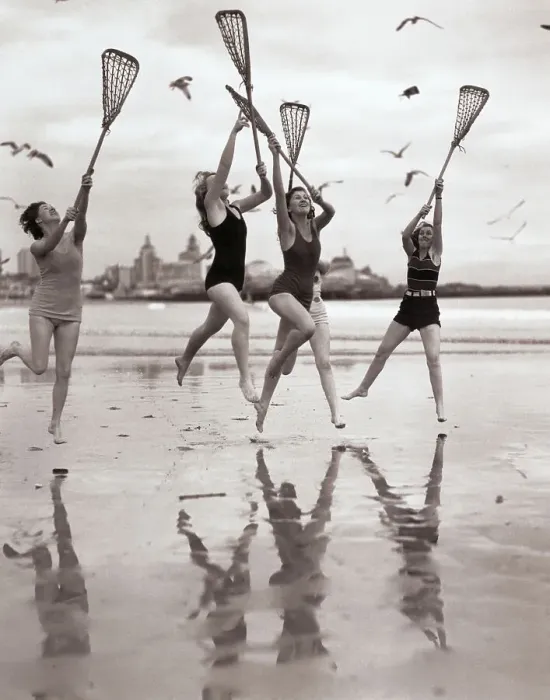 Framed Print : Women Playing Lacrosse on Beach Framed Print : Women Playing Lacrosse on Beach