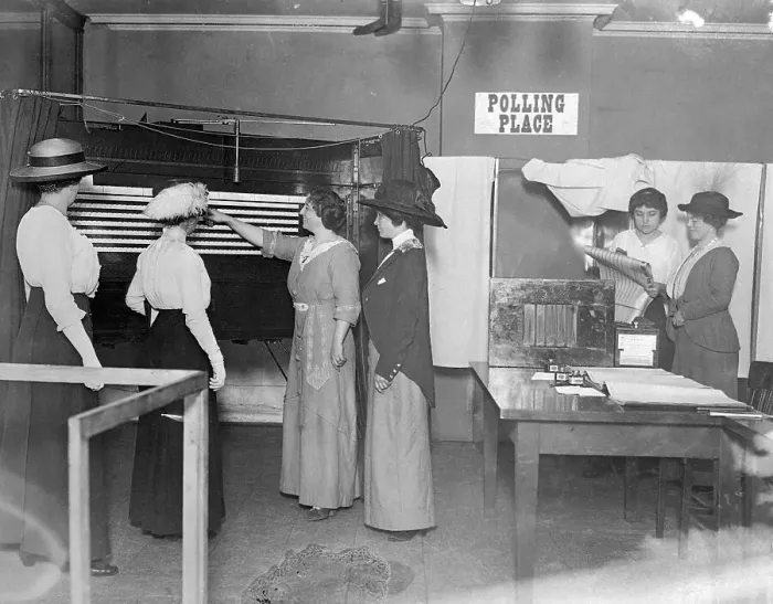 Framed Print : Women at Polling Place Framed Print : Women at Polling Place