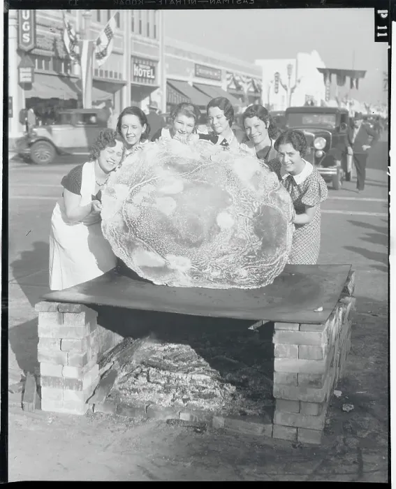 Framed Print : Women Posing with Giant Pancake Framed Print : Women Posing with Giant Pancake