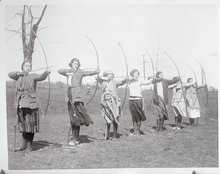 Framed Print : Women Practicing Archery