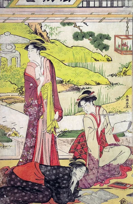 Framed Print : Three Women pursuing Literary pursuits