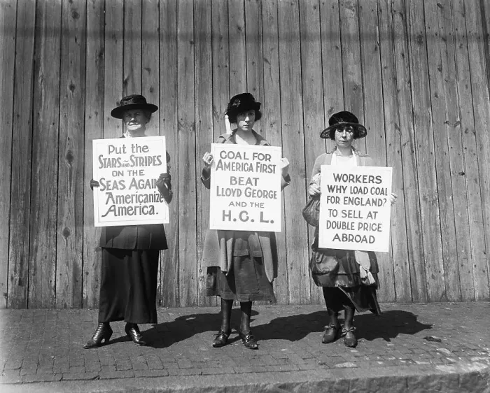 Framed Print : Women with Signs Urge No Coal For England Framed Print : Women with Signs Urge No Coal For England