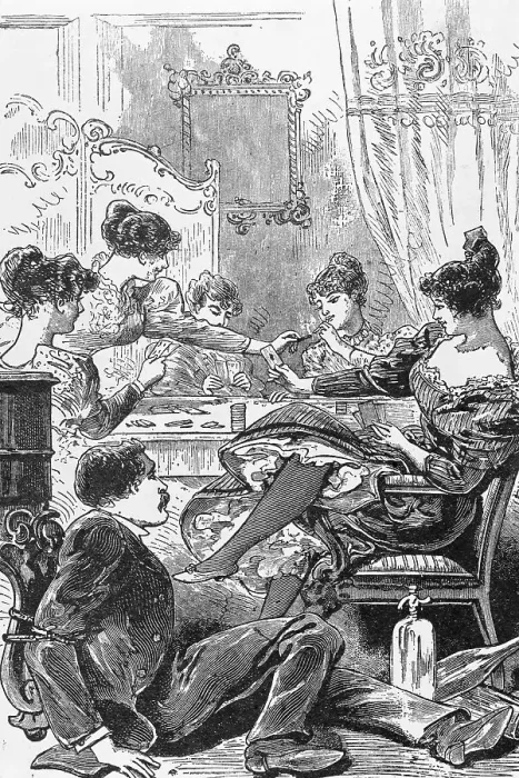 Framed Print : Women Taking a Advantage of a Men Framed Print : Women Taking a Advantage of a Men