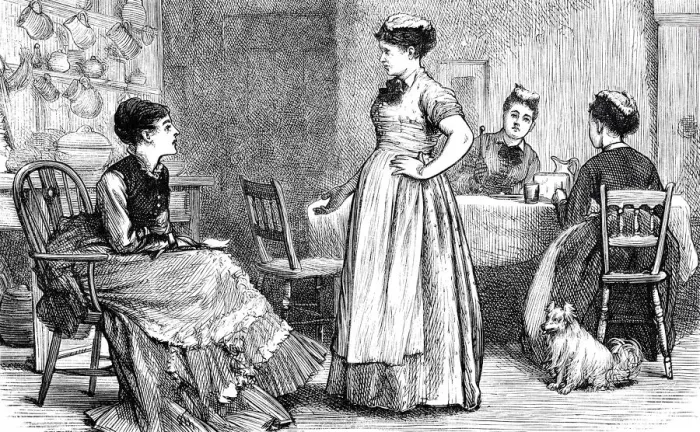 Framed Print : Four women talking in the kitchen Framed Print : Four women talking in the kitchen