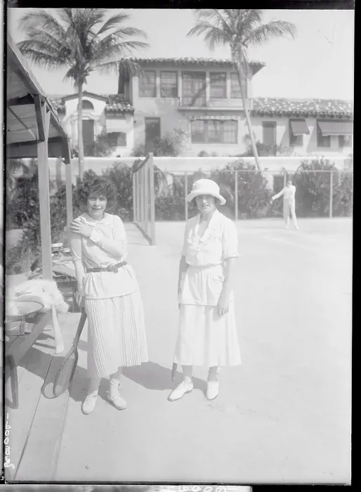 Framed Print : Two Women on a Tennis Court Framed Print : Two Women on a Tennis Court