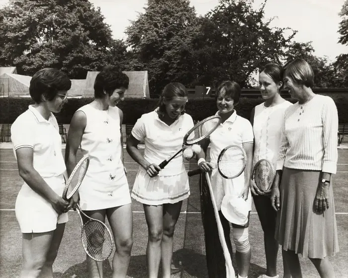 Framed Print : Women Tennis Professionals Standing on Court Framed Print : Women Tennis Professionals Standing on Court