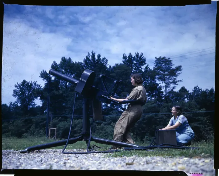 Framed Print : Women Testing Military Gun Framed Print : Women Testing Military Gun