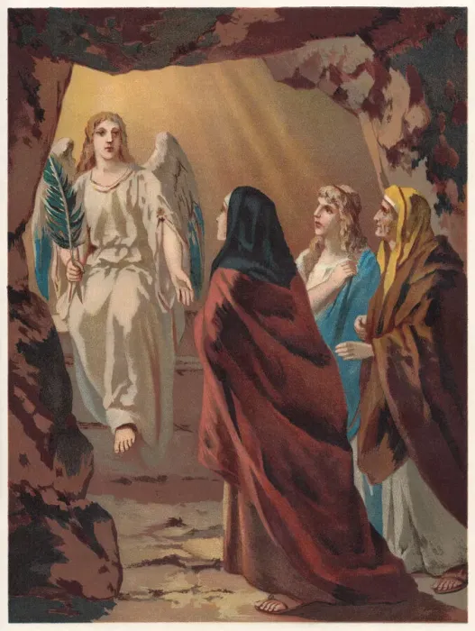 Framed Print : The Women at the Tomb of Christ, chromolithograph, published 1886 Framed Print : The Women at the Tomb of Christ, chromolithograph, published 1886