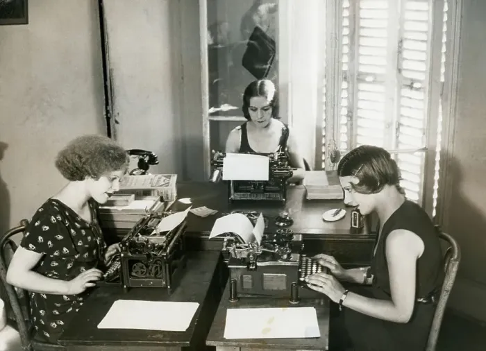 Framed Print : Three Women Typing Framed Print : Three Women Typing