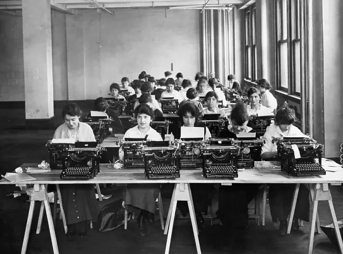 Framed Print : Women Typing in a Room