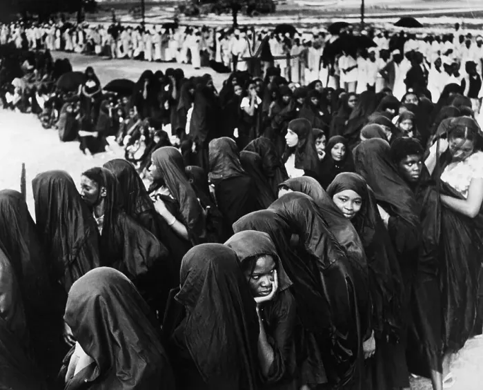 Framed Print : Women Voters Lined Up at Polling Station Framed Print : Women Voters Lined Up at Polling Station