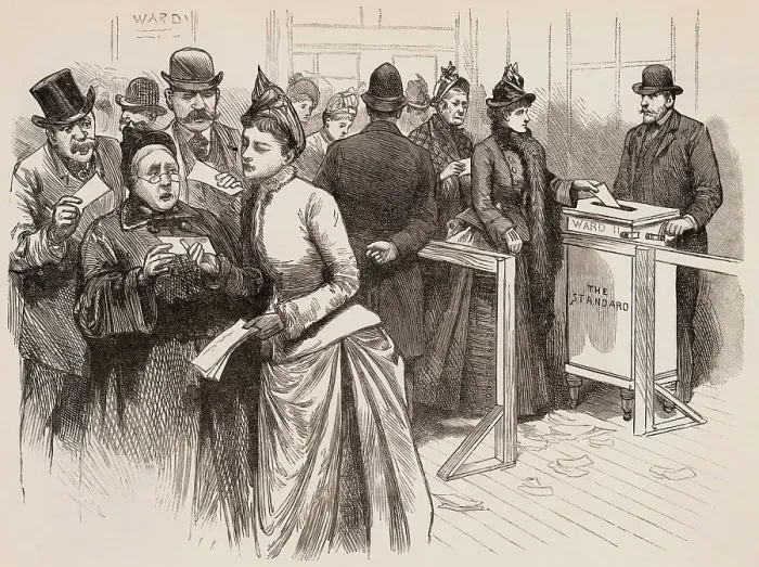 Framed Print : Women Voting in Election Framed Print : Women Voting in Election