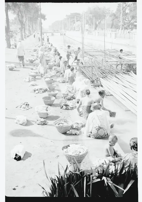 Framed Print : Women Washing Clothes in Canal Framed Print : Women Washing Clothes in Canal