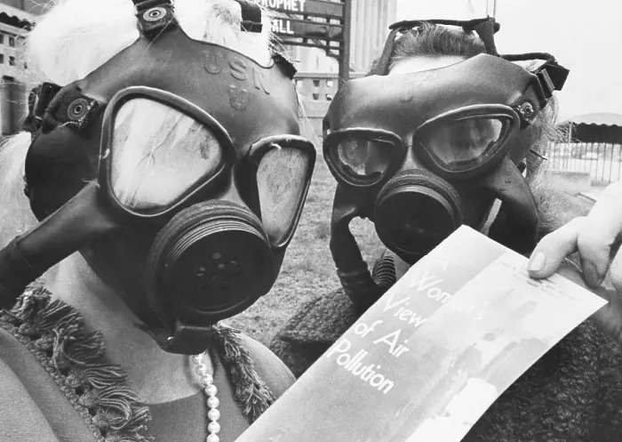 Framed Print : Two Women Wear Gas Masks;Hold Pamphlet Framed Print : Two Women Wear Gas Masks;Hold Pamphlet