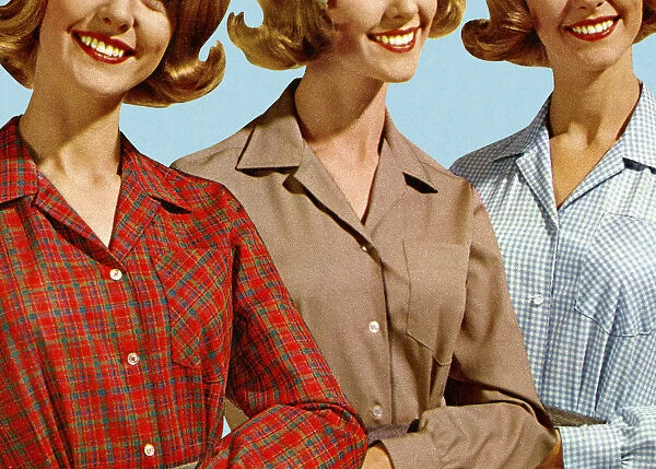 Three Women Wearing Different Blouses