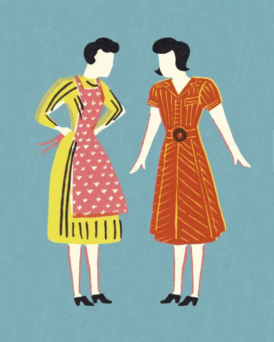 Framed Print : Two Women Wearing Dresses Framed Print : Two Women Wearing Dresses