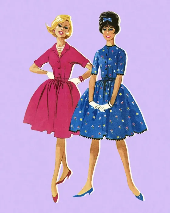 Framed Print : Two Women Wearing Dresses Framed Print : Two Women Wearing Dresses