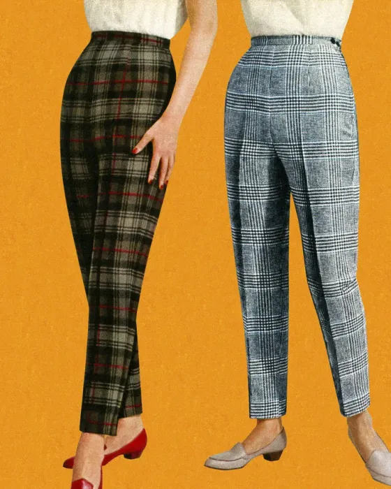 Framed Print : Women Wearing Plaid Pants Framed Print : Women Wearing Plaid Pants