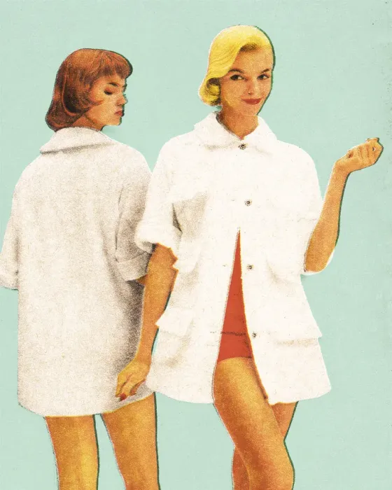 Framed Print : Two Women Wearing Swim Suit Coverups Framed Print : Two Women Wearing Swim Suit Coverups