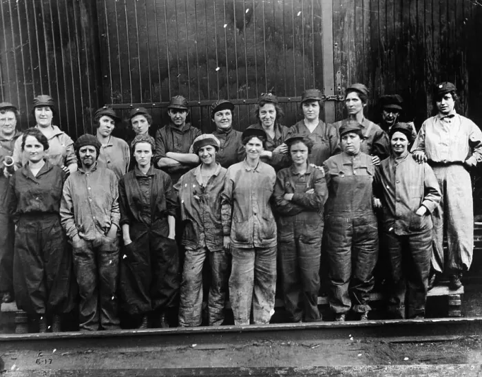 Framed Print : Women Workers Pose During World War I Framed Print : Women Workers Pose During World War I