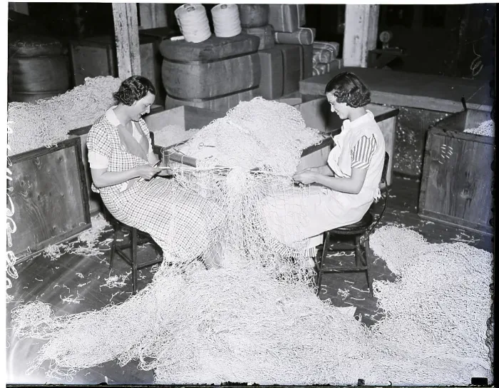 Framed Print : Women Working on Fish Net Framed Print : Women Working on Fish Net
