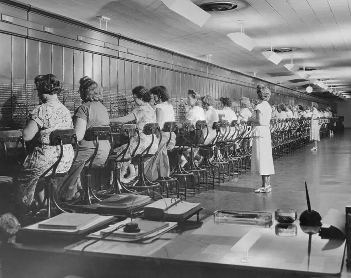 Framed Print : Women Working at Massive Switchboard Framed Print : Women Working at Massive Switchboard