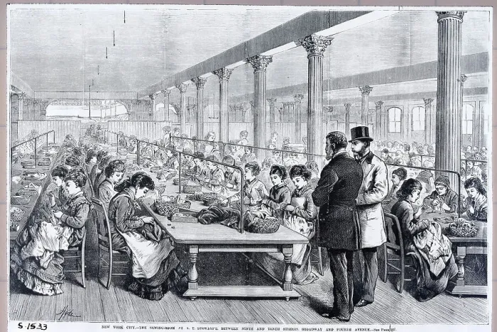 Framed Print : Women Working in Sewing Room