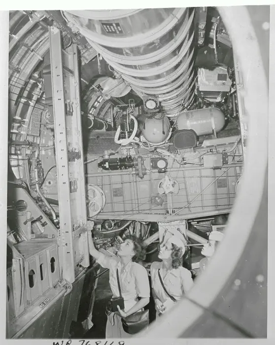 Framed Print : Women's Army Corps Soldiers Inspecting Bomb Bay Framed Print : Women's Army Corps Soldiers Inspecting Bomb Bay