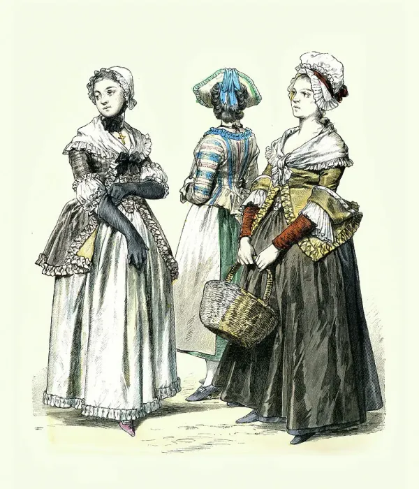Framed Print : Women's fashions of the 18th Century, German, Karlsruhe, Vienna, Frankfurt, History Period costumes