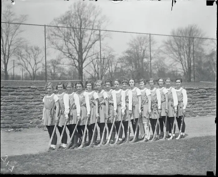 Framed Print : Women's Hockey Team Posing Together Framed Print : Women's Hockey Team Posing Together